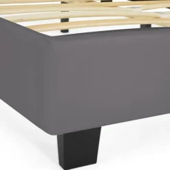 Lit double gris anthracite 140x190 cm avec tête de lit