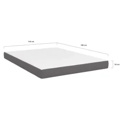 Lit double 140x190 avec sommier hêtre + matelas à mémoire de forme
