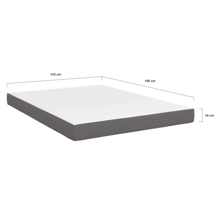 Lit double 140x190 avec sommier hêtre + matelas à mémoire de forme