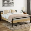 Lit double 140x190 cm style industriel avec sommier