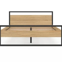 Lit double 140x190 cm style industriel avec sommier
