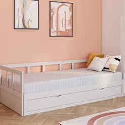 Lit gigogne transformable en lit 2 places blanc