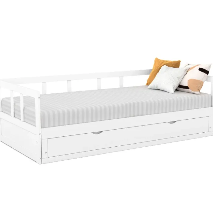Lit gigogne transformable en lit 2 places blanc
