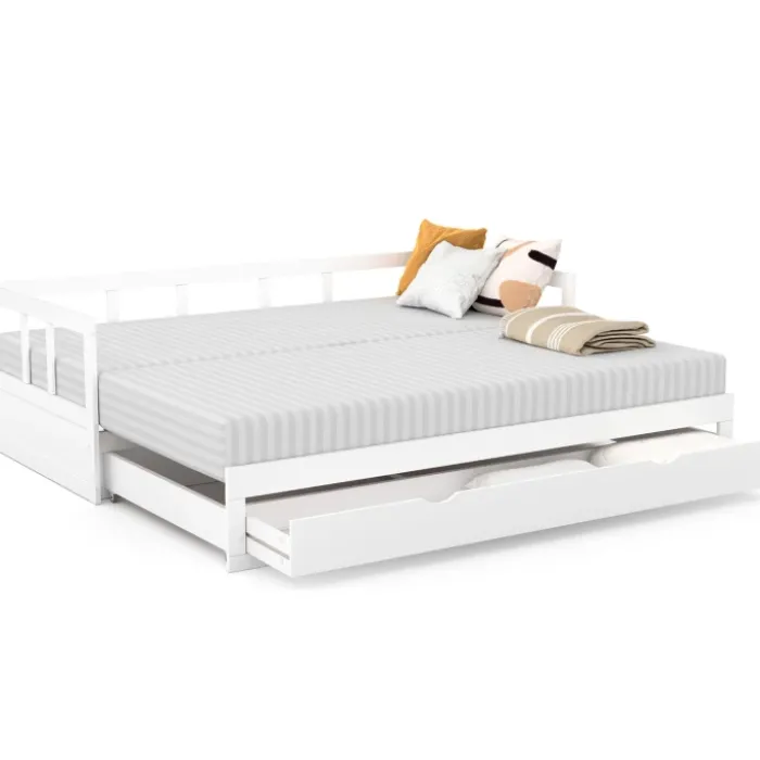 Lit gigogne transformable en lit 2 places blanc