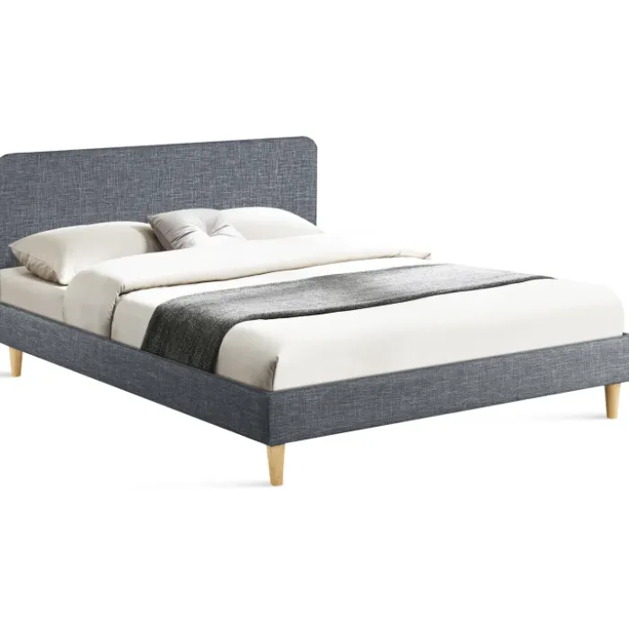 Lit scandinave 140x190 cm gris