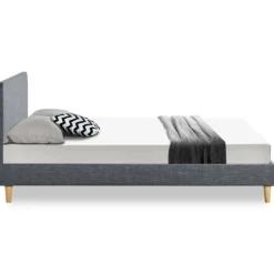 Lit scandinave 140x190 cm gris