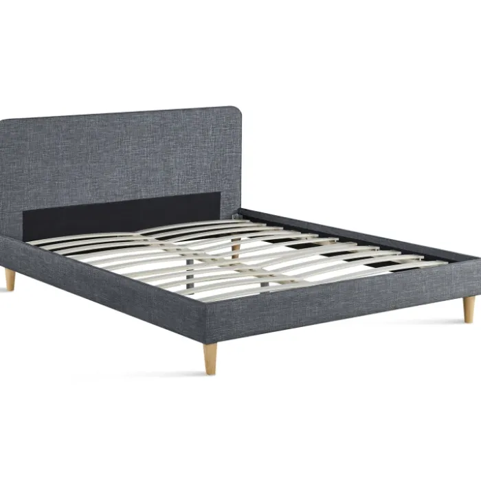 Lit scandinave 140x190 cm gris
