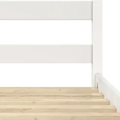 Lit simple 90 x 190 cm avec sommier bois blanc