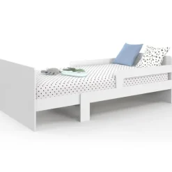 Lit simple évolutif 90 x 140/190 cm avec sommier et barrières bois blanc