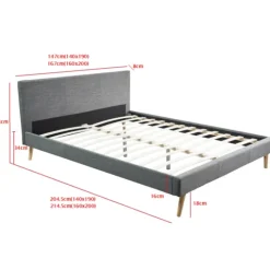Lit style scandinave 140x190 cm gris