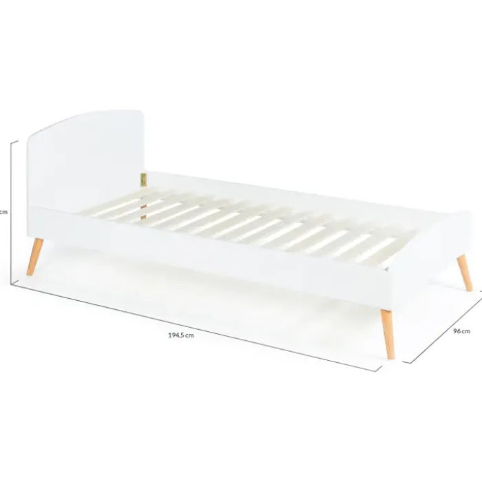 Lit style scandinave 90x190 cm blanc