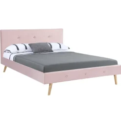 Lit style scandinave 140x190 cm rose