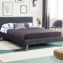 Lit style scandinave 160x200 cm gris