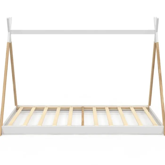 Lit tipi enfant sommier bois et blanc