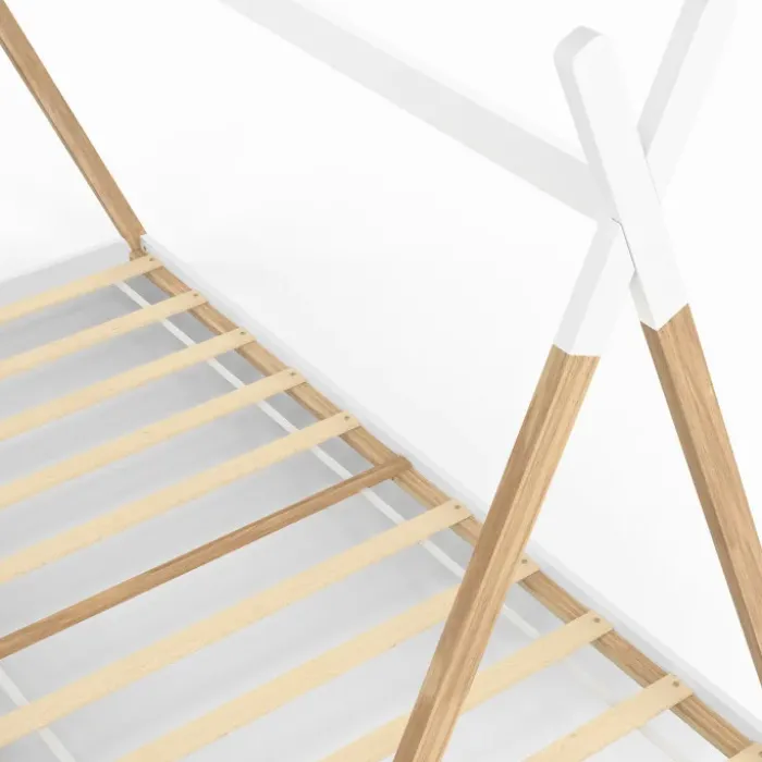 Lit tipi enfant sommier bois et blanc
