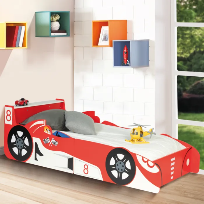 Lit voiture Formule 1 rouge