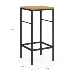 Lot 2 tabourets de bar style industriel bois et métal
