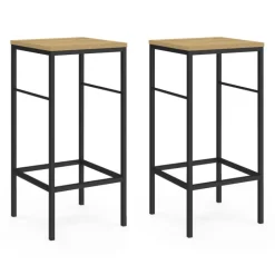 Lot 2 tabourets de bar style industriel bois et métal