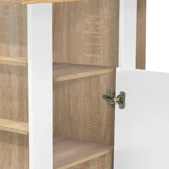 Îlot central bois blanc et imitation hêtre 110 cm
