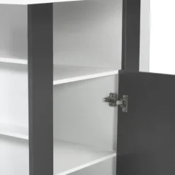 Îlot central bois blanc et gris 110 cm