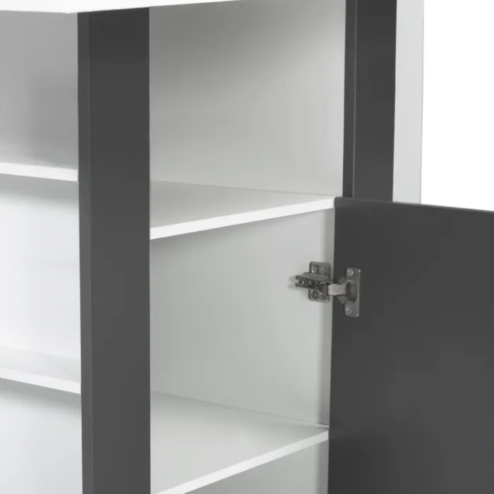 Îlot central bois blanc et gris 110 cm