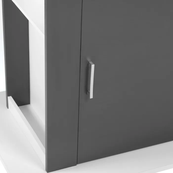 Îlot central bois blanc et gris 110 cm