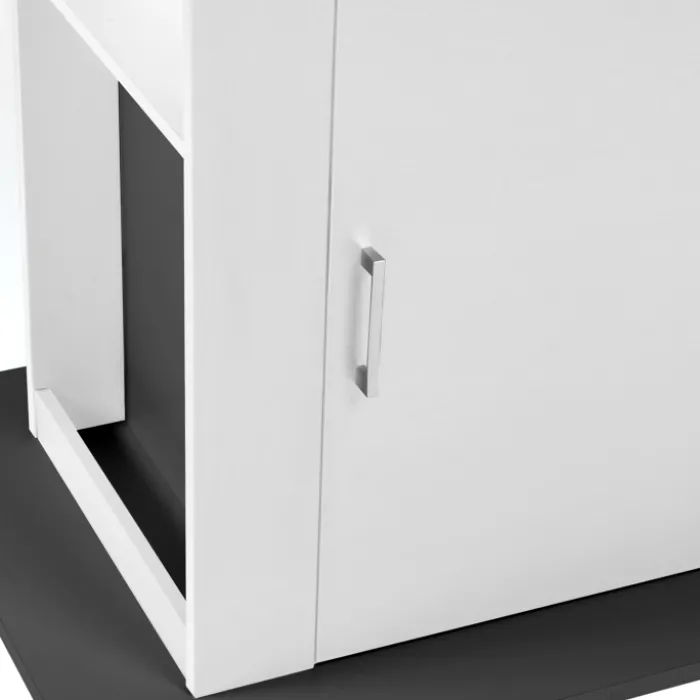 Îlot central cuisine bois gris et blanc 110 cm