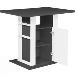Îlot central cuisine bois gris et blanc 110 cm