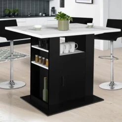 Îlot central effet marbre et bois noir 110 cm