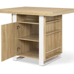 Îlot central industriel bois blanc et imitation hêtre 110 cm