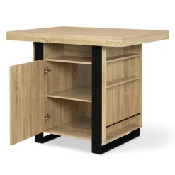 Îlot central industriel bois noir et imitation hêtre 110 cm