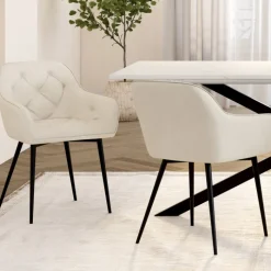 Lot chaises et fauteuils de table beige