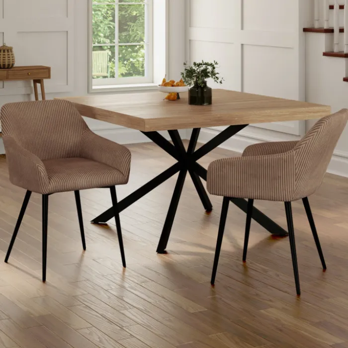 Lot chaises et fauteuils de table taupe