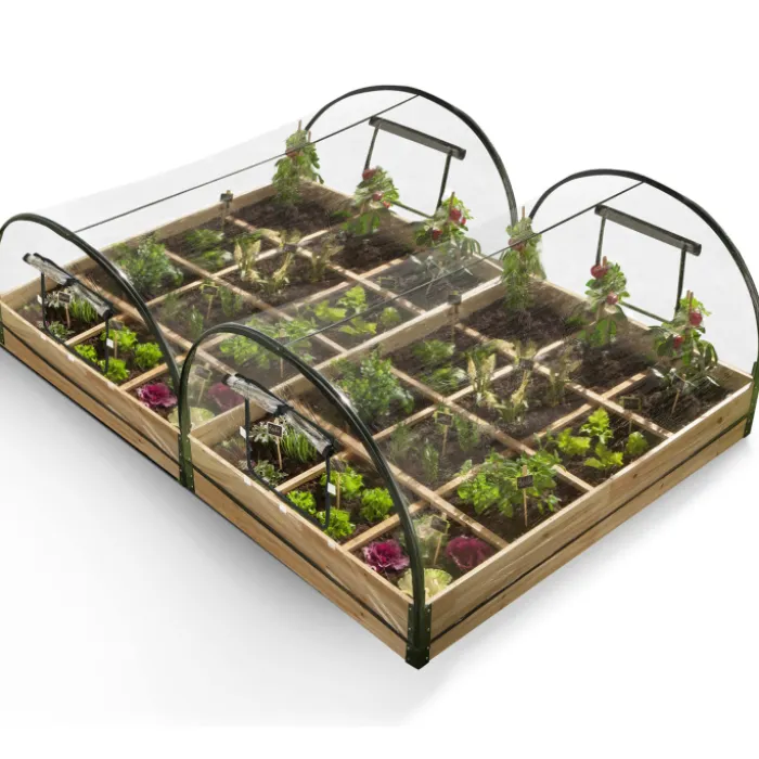 Lot de 2 carrés potager en bois 12 compartiments