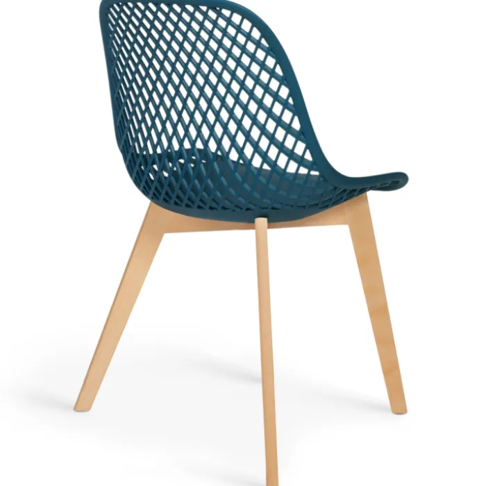 Lot de 4 chaises ajourées bleu canard design