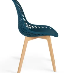 Lot de 4 chaises ajourées bleu canard design