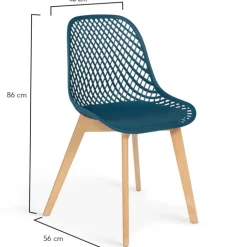 Lot de 4 chaises ajourées bleu canard design