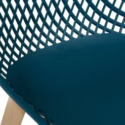 Lot de 4 chaises ajourées bleu canard design