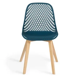 Lot de 4 chaises ajourées bleu canard design