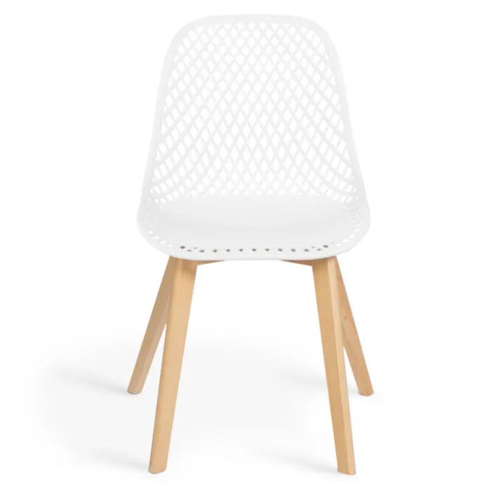 Lot de 4 chaises ajourées blanches design