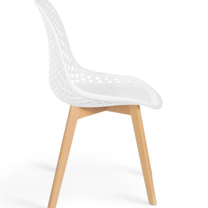 Lot de 4 chaises ajourées blanches design