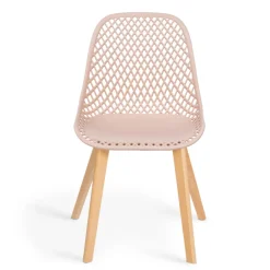 Lot de 4 chaises ajourées dépareillées pastel design scandinave