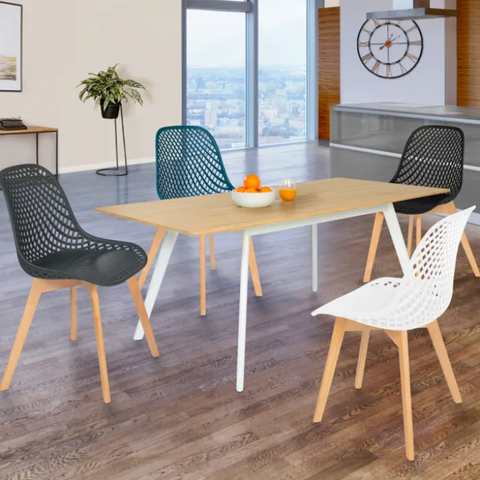 Lot de 4 chaises ajourées dépareillées design