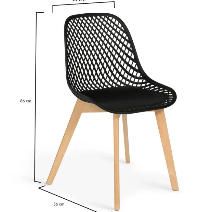 Lot de 4 chaises ajourées noires design