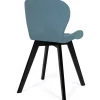 Lot de 4 chaises assises matelassées en velours bleu, gris et rose