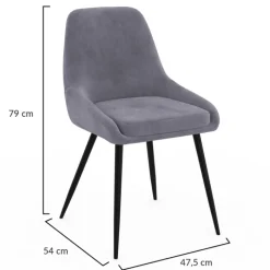 Lot de 4 chaises avec accoudoirs en velours gris clair