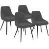 Lot de 4 chaises avec accoudoirs en velours gris foncé