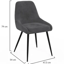 Lot de 4 chaises avec accoudoirs en velours gris foncé