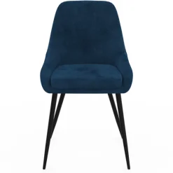 Lot de 4 chaises avec accoudoirs en velours bleu