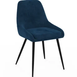 Lot de 4 chaises avec accoudoirs en velours bleu